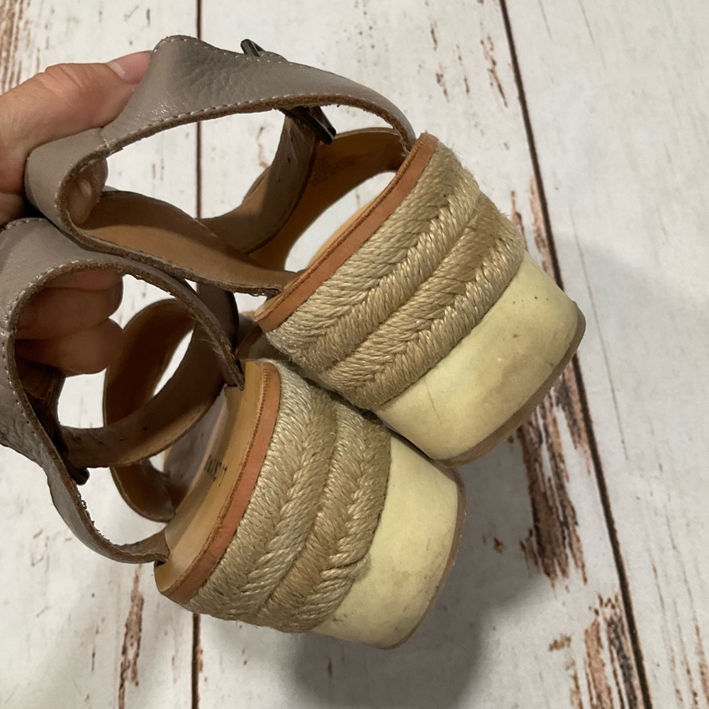 LUCKY‎ BRAND TAUPE LEATHER ESPADRILLES SANDALS - Picture 7 of 10